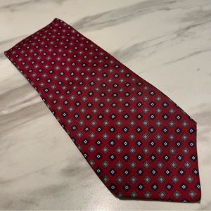 Tommy Hilfiger 100% Silk Red Geometric Tie